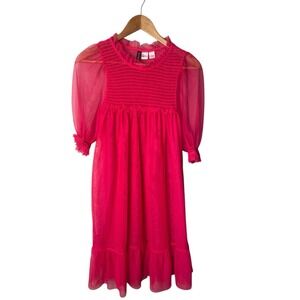 H&M Women's Divided Hot Pink Sheer Mini Dress "To All The Boys" Size Small